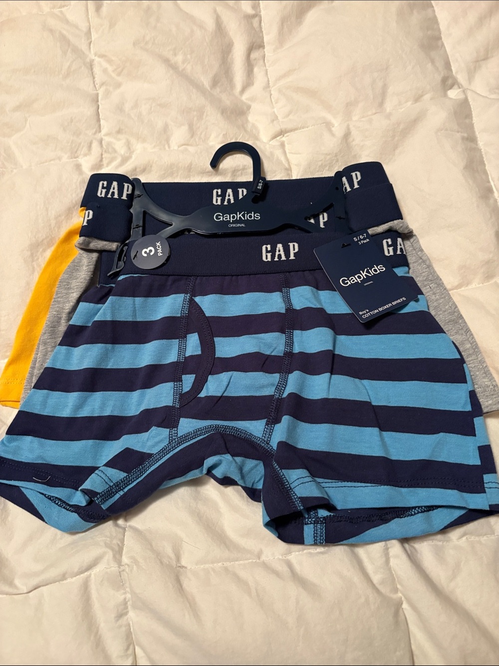 GAP Kids 3-Pack Boxer Briefs - Blue/Navy/Yellow/Grey